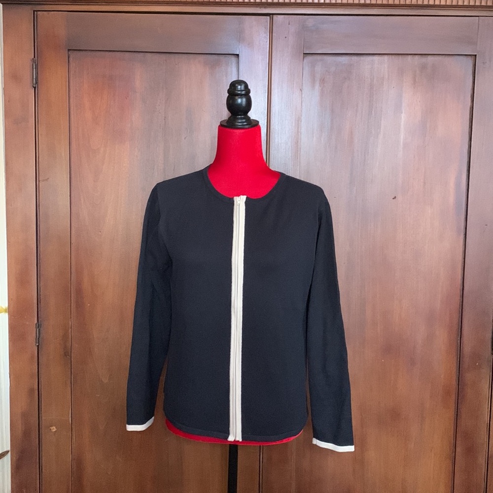Vintage 80s Does 60s Beatnik Zipper Sweater L